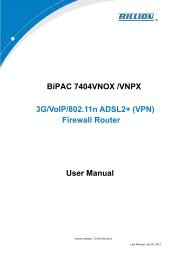 BiPAC 7404VNOX /VNPX 3G/VoIP/802.11n ADSL2+ (VPN ... - Billion