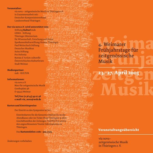 27. April 2003 - via nova - zeitgenössische Musik in Thüringen ev