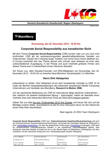 Corporate Social Responsibility aus kanadischer Sicht - Deutsch ...