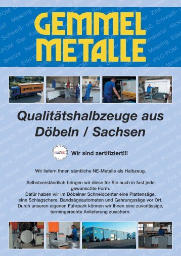 Qualitätshalbzeuge aus Döbeln / Sachsen Wir ... - Gemmel Metalle