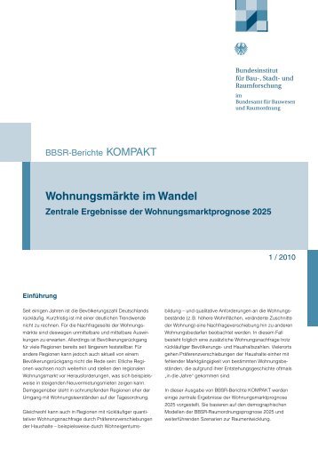 Wohnungsmärkte im Wandel - Zentrale Ergebnisse der ...