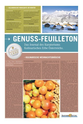 GENUSS-FEUILLETON - Kulinarisches Erbe Österreich