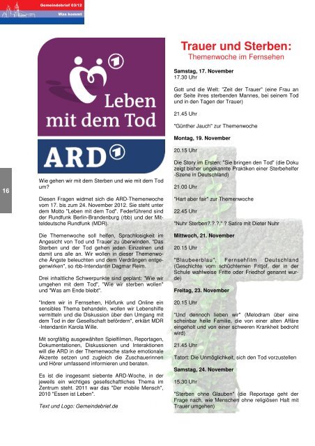 Gemeindebrief 3 2012 - der evangelischen Kirchengemeinde ...