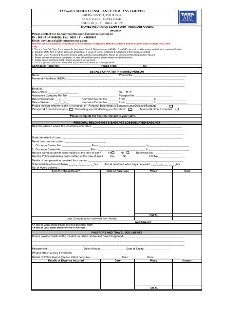 Claim Forms for India - Air Arabia