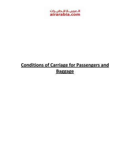 Conditions of Carriage - Air Arabia