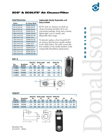 ECO® & ECOLITE® Air Cleaner/Filter - Donaldson Company, Inc.