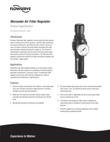 Worcester Air Filter Regulator - Flowserve Corporation