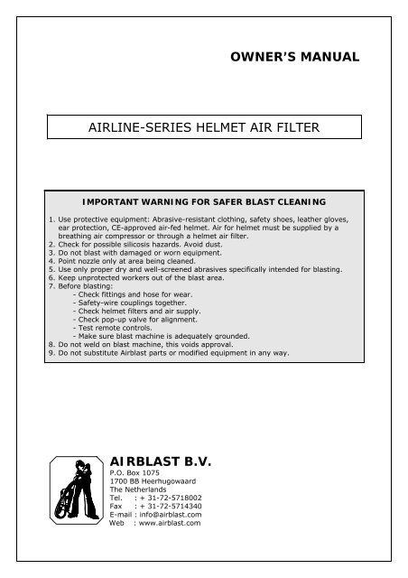 airline-series helmet air filter - Airblast B.V.