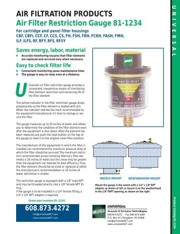 Air Filter Restriction Gauge 81-1234 - Universal