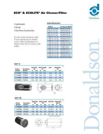 ECO & ECOLITE Air Cleaners - Donaldson Company, Inc.