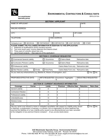 Environmental Contractors and Consultants Application - ACE Group