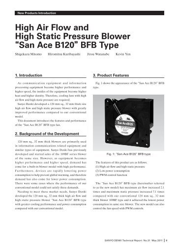 High Air Flow and High Static Pressure Blower “San Ace B120”BFB ...