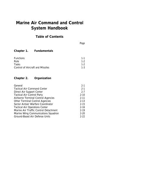 Marine Air Command and Control System Handbook