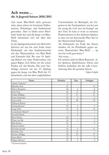 Heft 16: 01.07.2011 Saisonrückblick - SV Lipsia 93 Leipzig-Eutritzsch