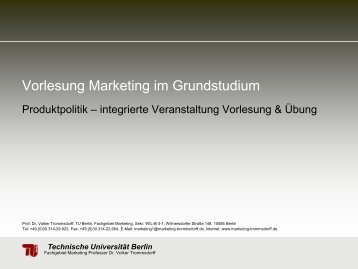 Technische Universität Berlin - Fachgebiet Marketing - TU Berlin