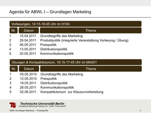 Technische Universität Berlin - Fachgebiet Marketing - TU Berlin