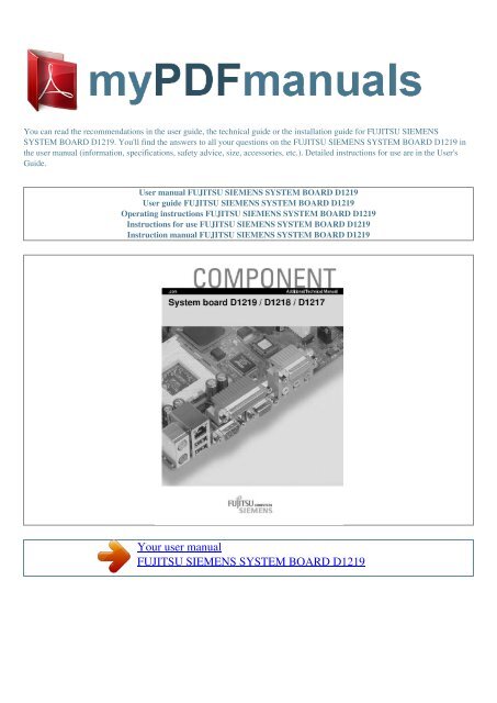 User manual FUJITSU SIEMENS SYSTEM BOARD D1219