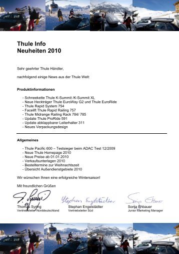 Thule Info Neuheiten 2010