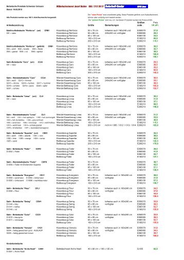 Preisliste Bio-Bettwäsche Schweizergrössen Pdf - Naturbett-Center