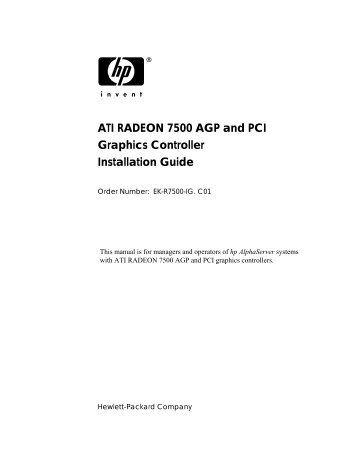 ATI RADEON 7500 AGP and PCI Graphics Controller Installation ...