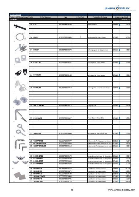 PREISLISTE 2011