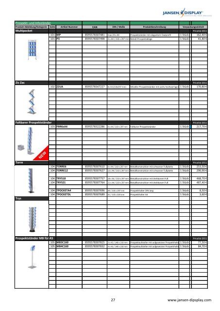 PREISLISTE 2011