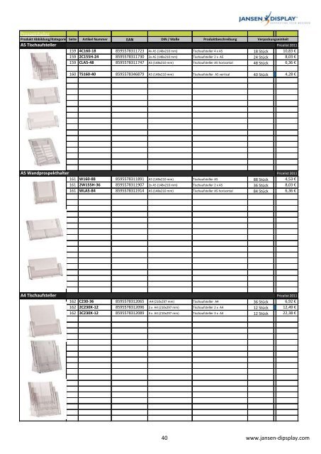 PREISLISTE 2011