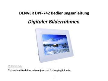DENVER DPF-742 Bedienungsanleitung Digitaler Bilderrahmen