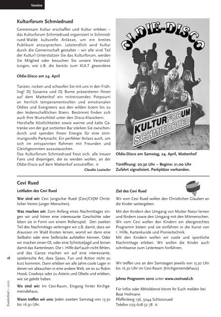 Ruederblatt – 1. Ausgabe 2010 im März - Gemeinde Schmiedrued ...