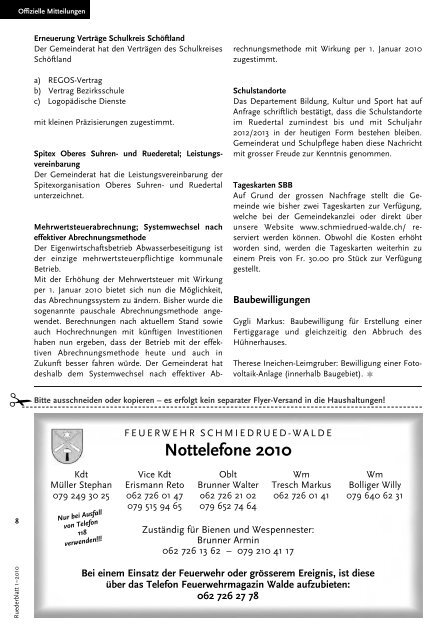 Ruederblatt – 1. Ausgabe 2010 im März - Gemeinde Schmiedrued ...