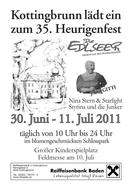 Programm Heurigenfest 2011 - Kottingbrunn