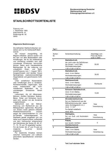 STAHLSCHROTTSORTENLISTE - Alfa-Gruppe Recycling