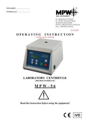 laboratory centrifuge - MPW MED. INSTRUMENTS Spółdzielnia Pracy