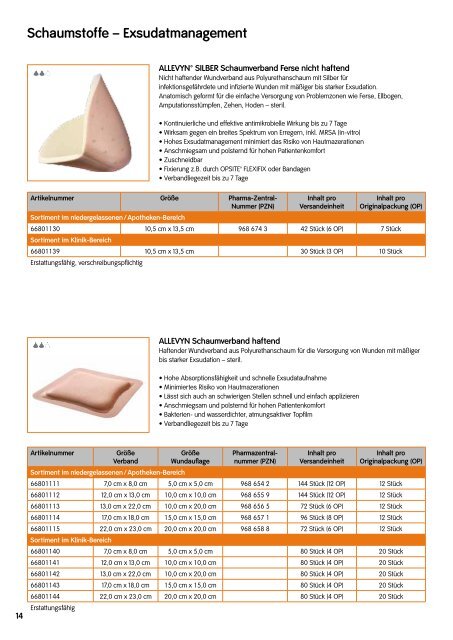 Schaumstoffe – Exsudatmanagement - Smith & Nephew