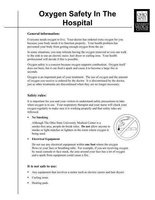 Oxygen Safety in the Hospital - Patient Education Home