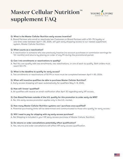 Master Cellular Nutrition Early VIP Access Promotion FAQs | Digital ...