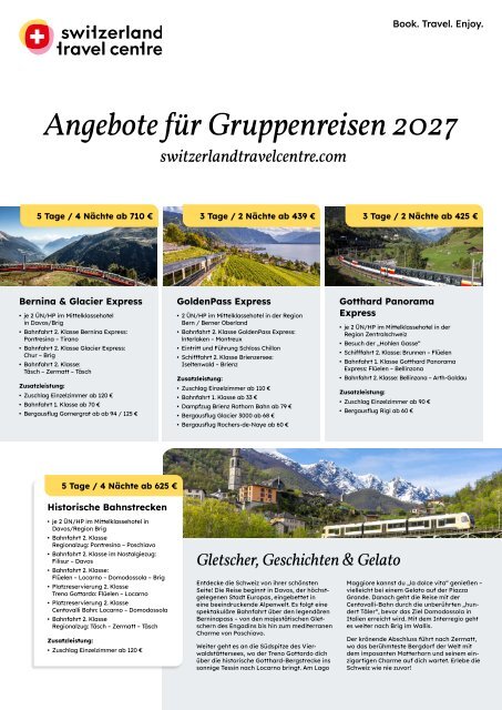 Angebote für Gruppenreisen 2027