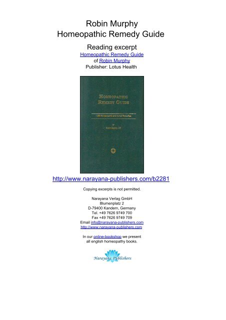 Robin Murphy Homeopathic Remedy Guide - Homeopathy books ...