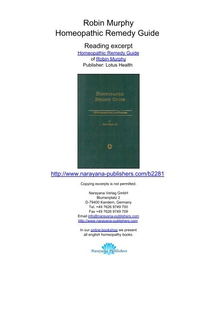 Robin Murphy Homeopathic Remedy Guide - Homeopathy books