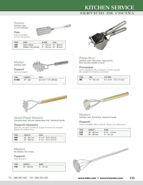 Kitchen Tools & Utensils Utensilios de cocina - Browne Foodservice