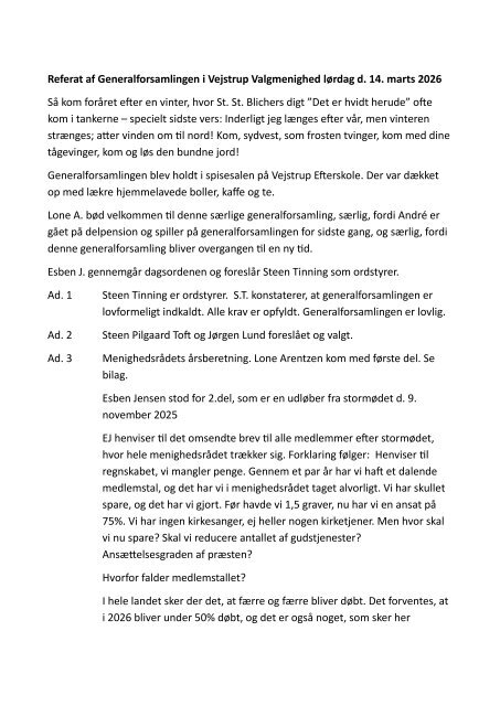 Referat Generalforsamling 2026