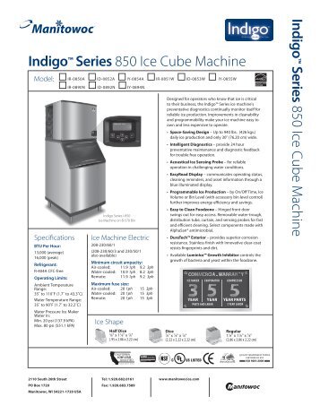 Indigo™ Series 850 Ice Cube Machine Indigo Series 850 Ice Cube ...