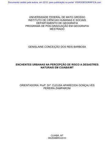 universidade federal de mato grosso instituto de ciências humanas ...