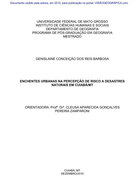 universidade federal de mato grosso instituto de ciências humanas ...