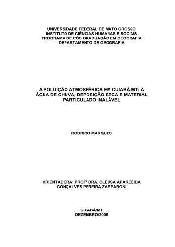 a poluição atmosférica em cuiabá-mt - Departamento de Geografia ...