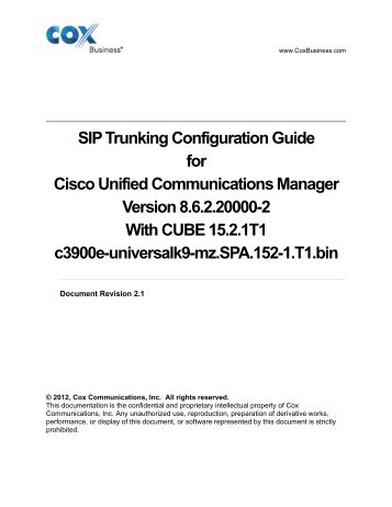 SIP Trunking Configuration Guide for Cisco Unified Communications ...