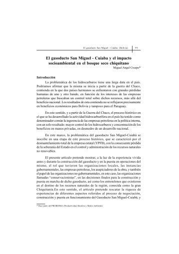 El gasoducto San Miguel - Cuiaba y el impacto ... - Fase