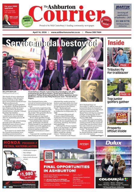 Ashburton Courier: April 16, 2026