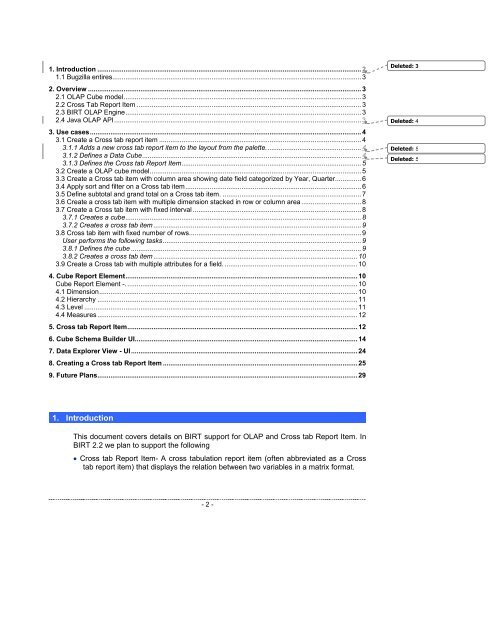 BPS 1 BIRT Cross tab, OLAP Cube Support Specification - Eclipse