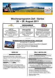 Wochenprogramm Zell - Gerlos 20. – 26. August 2011 - Zillertal Arena